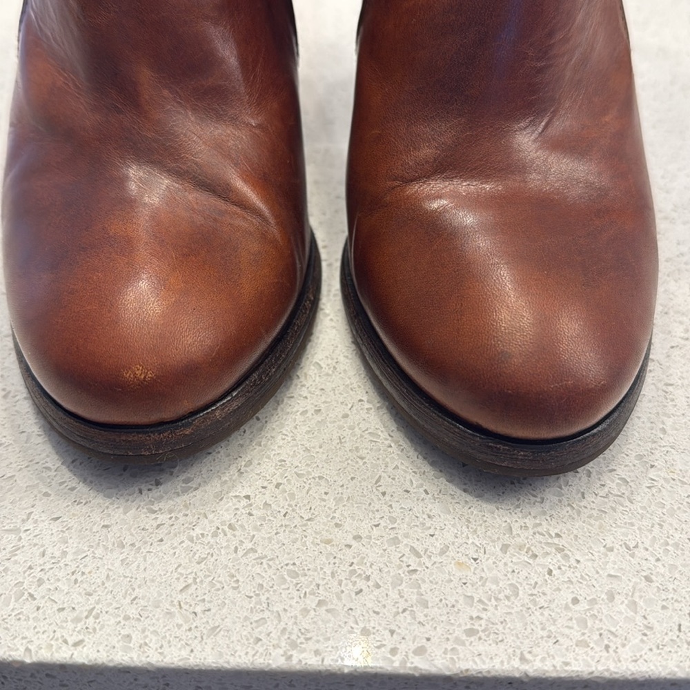FRYE Patty Riding Bootie Redwood Leather High Heel Boots 7.5 - Picture 14 of 16